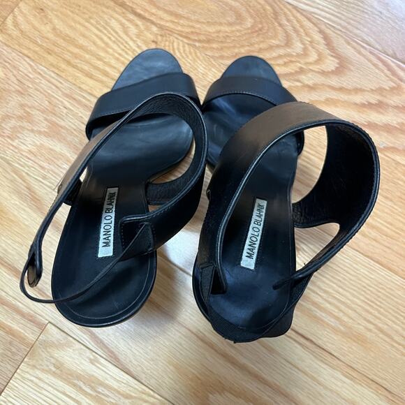 Manolo Blahnik Black Sling Back Sandals Size 39 - Picture 7 of 16